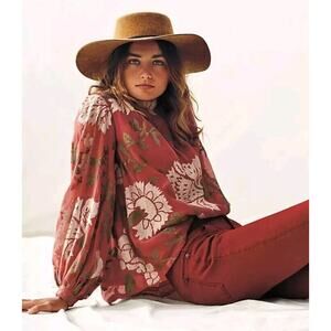 Payal Pratap Anthropologie Rhododendron Stitched Balloon Long Sleeve Top Size 8